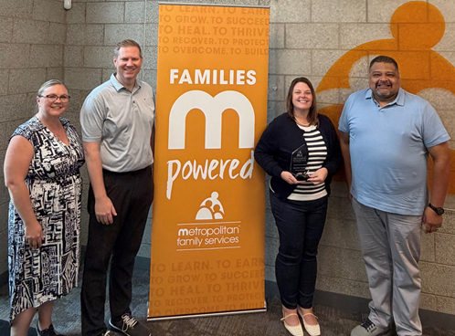 Marquette Bank employees Christina Duggan, Alan Kwasneski, Jennifer Corbett and Manny Jimenez.